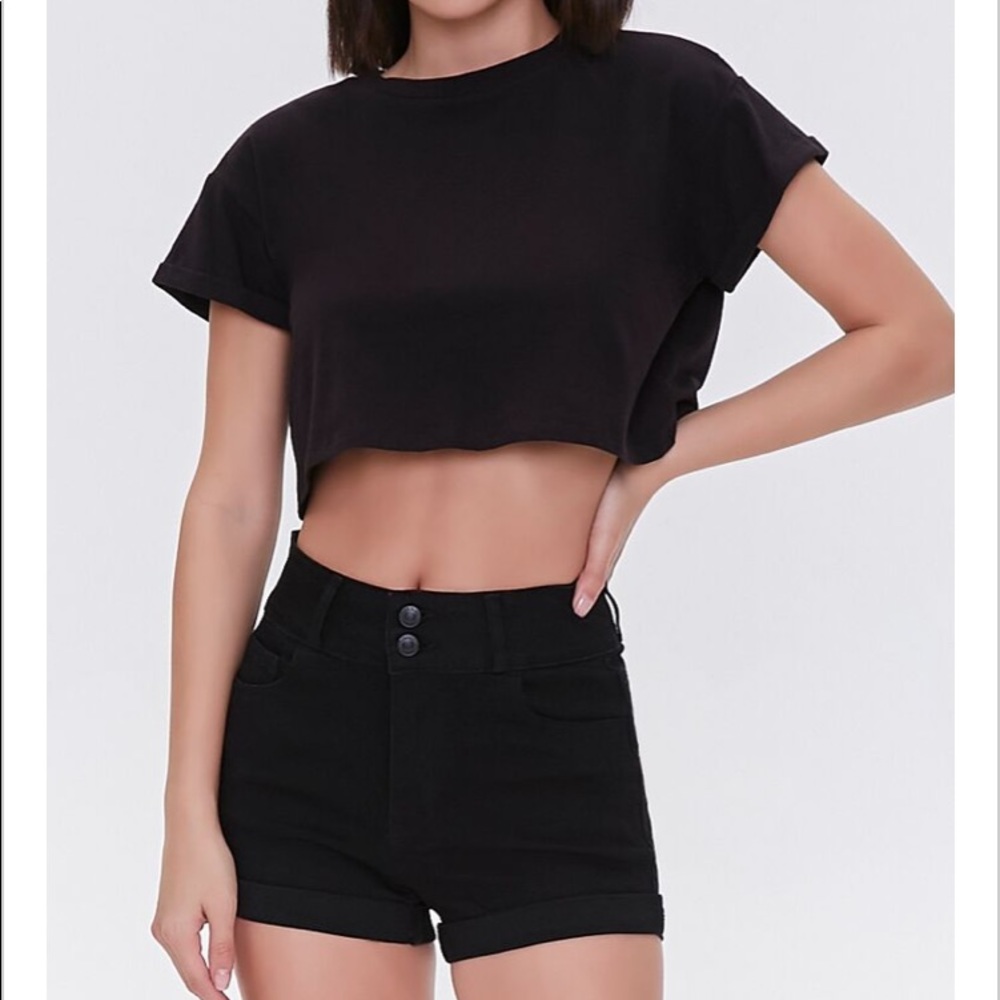 Forever 21 Denim High Rise Cuffed Shorts